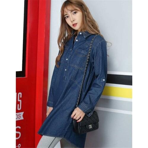 2021 Spring Autumn Maternity Jeans Nursing Dress for Loose Pregnant Women Long Sleeve Blouse Breast feeding Vestidos Dresses