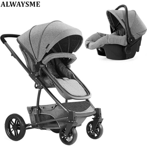 ALWAYSME High Landscape Bassinet Stroller With Newborn Infant Car Safety Seats For 0-3 Years Kids