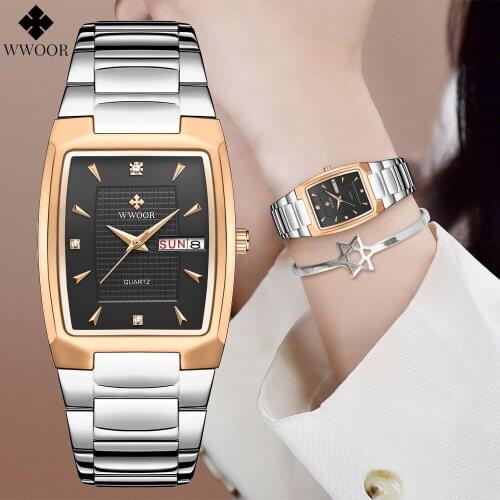 Women Watches 2021 Fashion Watches WWOOR Top Brand Luxury Stainless Steel Square Ladies Clock Waterproof Dress White Wrist Watch