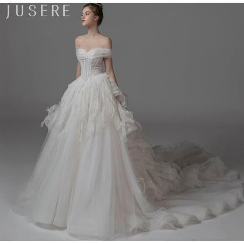 Jusere sweetheart A-Line bridal dress wedding dress bridal gown off the shoulder beaded dress