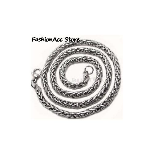 1pc Women punk rock biker gift Men Necklace Stainless Steel Jewelry Braided Link Wheat Chain Necklace