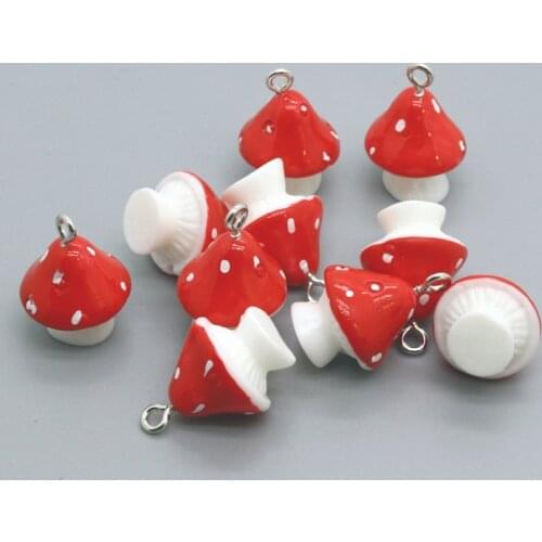 10Pcs Mushroon 3D Resin Food Charms Jewlery Findings For Earring Necklace Diy Making Handmade Craft