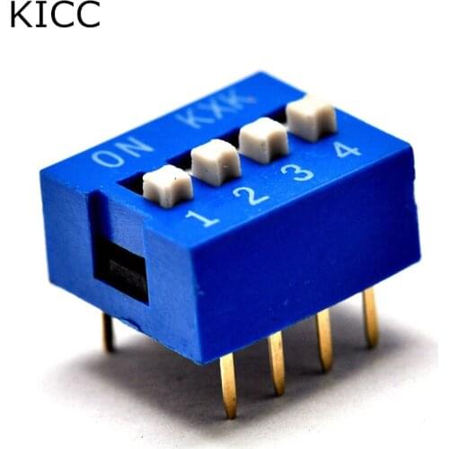 10Pcs Blue Toggle switch 4 Limit 2.54mm DIP8 Coding number switch DS-04