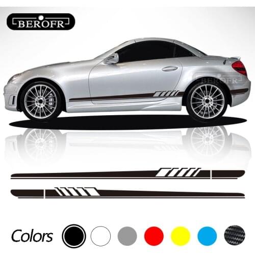 2 Pcs Car Door Side Stripe Skirt Sticker Vinyl Decal For Mercedes Benz SLK Class R170 R171 R172 SLK55 AMG SLK200 250 Accessories