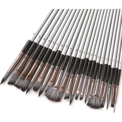 24pcs/set Nylon Hair Wooden Handle Watercolor Paint Brushes Pen Scrubbing Scraper DIY Oil Acrylic Painting QXNF