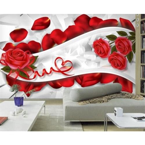 3D Wallpaper Bedroom Living Room Decorated TV Background Wall 3D Rose Petal Art Wall wallpaper for walls 3 d