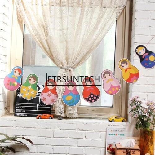 50sets Matryoshka Paper Banner Russian Doll Bunting Garland Baby Shower Party Birthday Decoration Childrens Day Home Decoration