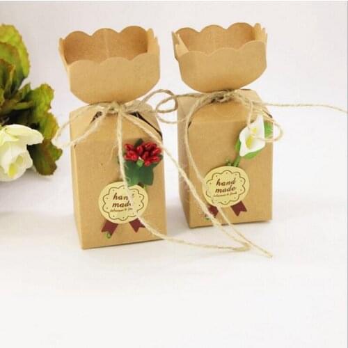 50PCS Vintage Personality Primary Color Gift Box Wedding Handmade Candy Packaging Bag Vase DIY Candy Box