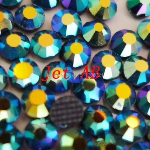AAAA Jet AB SS10-SS20 DMC hotfix Iron on flatback Rhinestones Glass with glue for garment dresses nail phone decorations