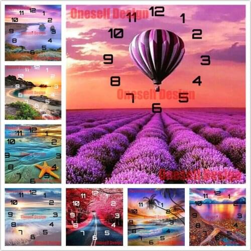 5d diamond painting full square clock flower diamond embroidery sale clock beach diamond mosaic sale decor home Christmas gift