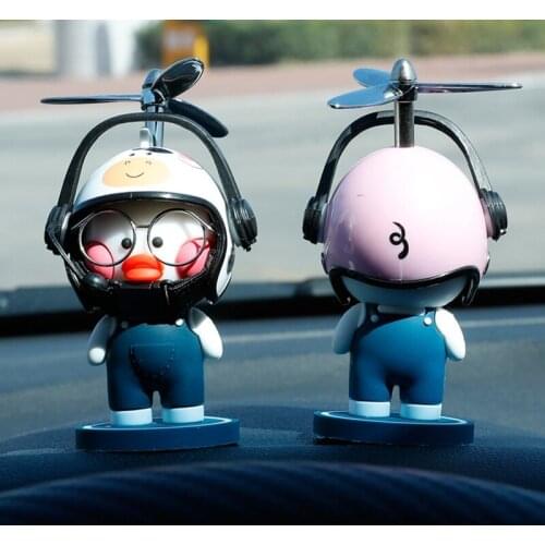 Automobiles Hyaluronic Acid Duck Electric Motorcycle Helmet Duck Cute Automobile Ornaments With Propeller Helmet