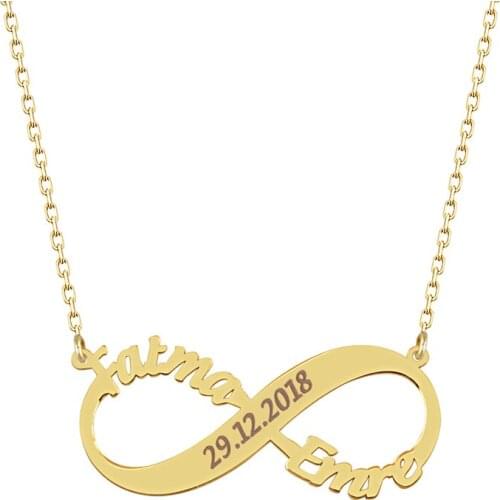 Infinity Personalized Nameplate Necklace 925 Silver Custom Name Necklace Gold Plated Anniversary Necklace