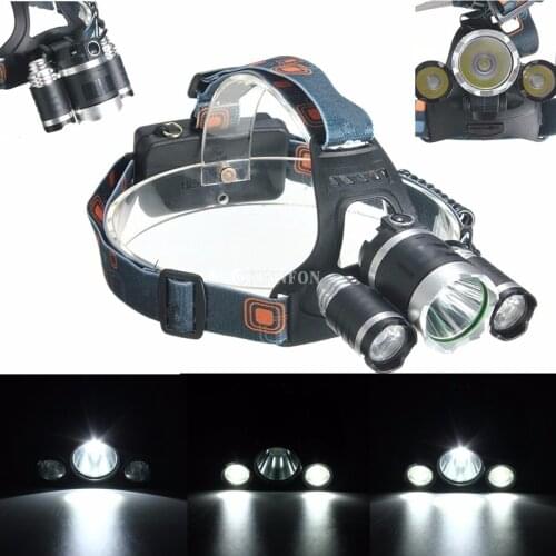 DHL 50Set 10000LM 3x XM-L T6 LED Headlamp Rechargeable Headlight Torch Light Rain Resistant Lamp Lantern 18650 Battery