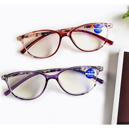 !Two Pairs! Women Men Flower Printed Full-rim Ultralight Anti Blu Anti Fatigue Round Oversized Reading Glasses +0.75 to +4
