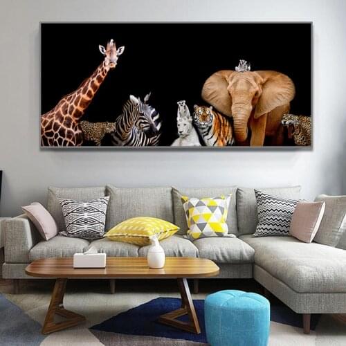 A Group of Animals Art Printing Canvas Painting African Wild Animals Poster Wall Art Picture for Living Room Home Decoration
