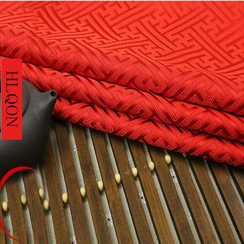 HLQON 75x100cm Imported big red Metallic Jacquard Brocade Fabric, yarn dyed fabric for patchwork Women Coat weddding Dress
