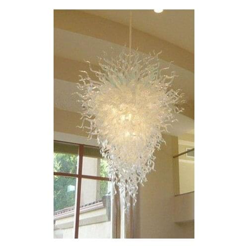 White Glass Crystal Chandelier Light LED Light Source Home Decoration Blown Glass Luxury Chandelier