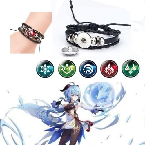Game Genshin Impact Cosplay Prop Eye of God Water Wind Thunder Fire Rock Ice Element Bracelet Jewelry Accessories Men Women Gift