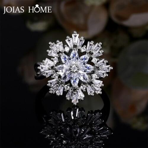 JoiasHome Luxury Flower Opening Ring for Women Silver 925 Jewelry AAA Zircon Ladys Ring Wedding Silver Gold Rosegold Color Gift