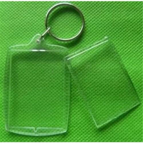 1PCS 32x46mm Transparent Blank Photo Picture Frame Key Ring Split Ring Lockets keychain Gift DIY Family Frame Home