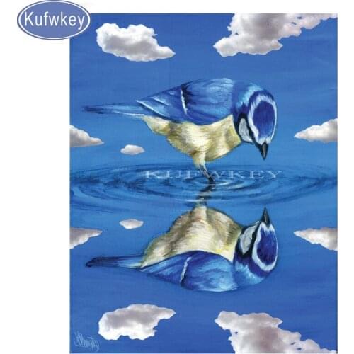 Arts,Crafts & Sewing full drill squar round diamond embroidery blue birds diamond mosaic diamond painting rhinestones wall decor