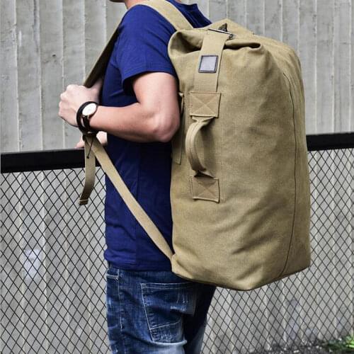 2017 Multi-purpose Military Canvas Backpack Solid Color Men Weekend Sports Travel Duffle Bags Outdoor Tactical Rucksack