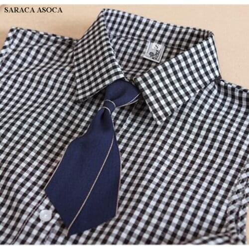 Fashion Bow Tie Plaid Shirt Fake Collar Womens All Match Plus Size Small Tie Detachable Collar For Girls A347