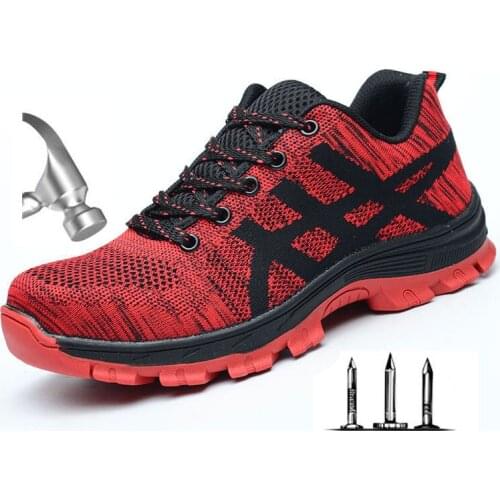 Mens Outdoor Breathable Mesh Anti-slip Steel Toe Anti Smash Protective Work Shoes Boots Men Puncture Proof Safety Shoes
