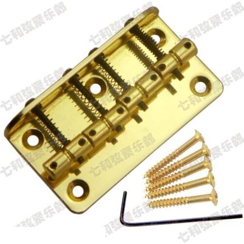 A Set Gold Vintage Top Load 4 String Saddle Electric Bass Bridge - Length 80mm