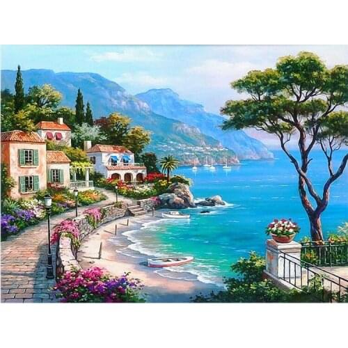 Custom 3D Mural Wallpaper Mediterranean Oil Painting Landscape Wall Papers Home Decor Living Room Sofa TV Background Wall Paper