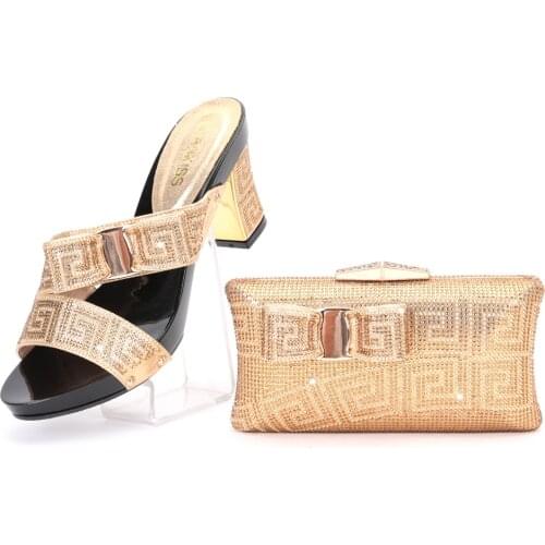 2021 new African Nigerian Italian slippers womens bag matching wedding shoes diamond slippers womens flat shoes
