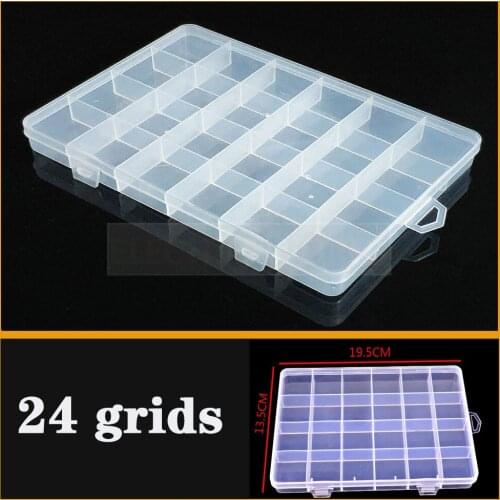 Plastic Box Practical Adjustable 24 grids Compartment Jewelry Earring Bead Screw Holder Case Display Organizer Container Stroage