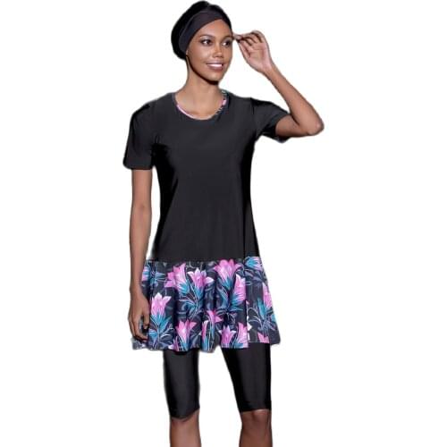 Half Sleeve Islamic Swimsuit Muslim Swimwear Hijab Female Fiwmsuit for Women Bathing suit Plus Size Muslim Burkinis Beachwear