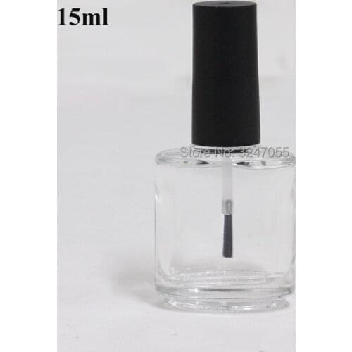 15ML 10/30/50pcs Beauty Empty Clear Nail Polish Refillable Bottle,DIY Transpanrent Glass Nail Oil Package with A Black Lid Brush