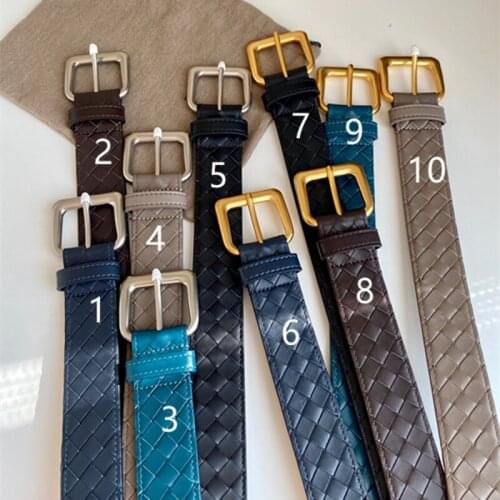 2021 Fashion Genuine Leather Belt Men High Quality Pin Buckle Knitted Belts
