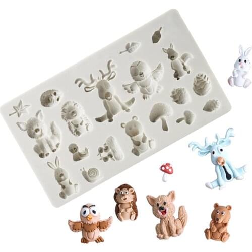 Forest Animals Silicone Mold Fondant Mould Cake Decorating Tools Rabbit Chocolate Gumpaste Molds Sugarcraft Kitchen Gadgets