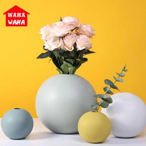 Nordi modern minimalist Morandi round ceramic vase ins style creative soft decoration home decoration flowerarrangementornaments