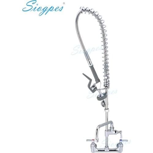 Heavy Duty 8" Wall Mounted 203mm Industrial Pre-rinse Faucet with Add-on Pot Filler & Spray Gun for Project