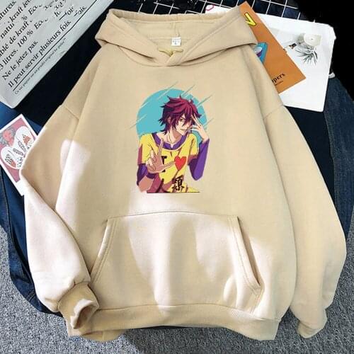 No game No life print Hoodies Cute Mens Hoodie Women Pullovers Hoodies Sweatshirts Shiro Long Sleeve Anime Hoody Streetwear Tops