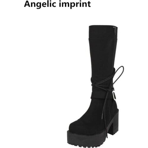 Angelic imprint mori girl Women motorcycle punk boots lady high heels lolita shoes woman princess dress party pumps 8cm 35-40 39