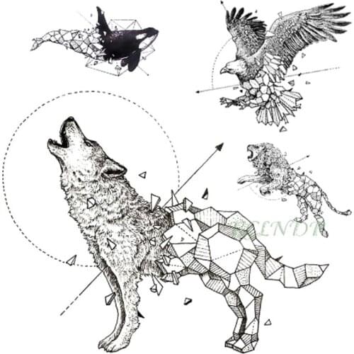 Waterproof Temporary Tattoo fox wolf wolves whale owl deer buck lion hawk tato flash tatoo fake tatto for girl women men