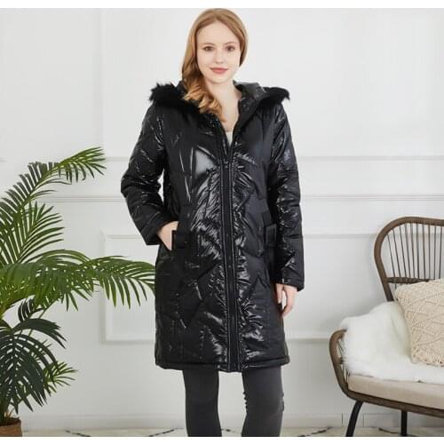 Women Fashion Fake Fur Hooded Jacket Winter Warm Coat Wadded Parka Down Coat Long Coat Outwear