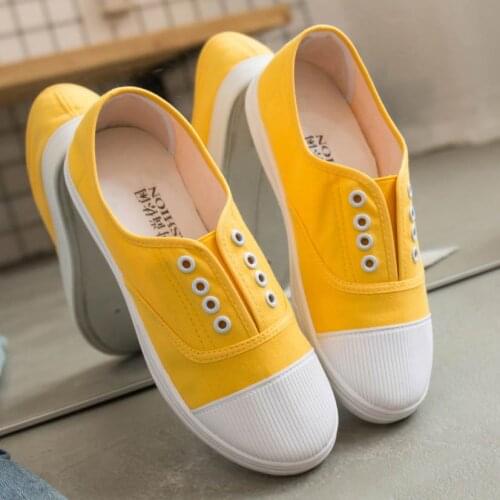 Women Canvas Casual Shoes Woman Flats 2019 Solid Comfortable Flat With Sneakers Women Shoes Slip-on Ladies Shoes Women Sneakers