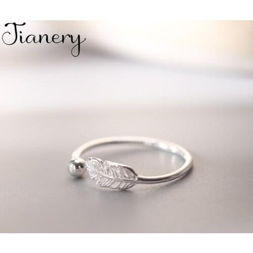 JIANERY Korean Fashion Silver Color Feather Rings For Women Punk Rings Statement Jewelry Anillos