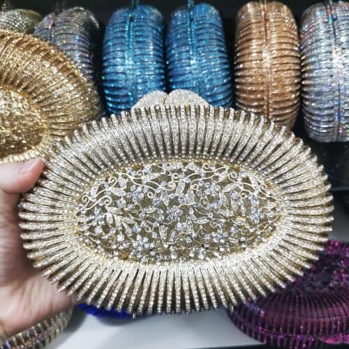 Lady Hollow Out Women Crystal Clutch Wallet Evening Bag Diamond Metal Minaudiere Handbags Wedding Cocktail Dinner Clutch Purses