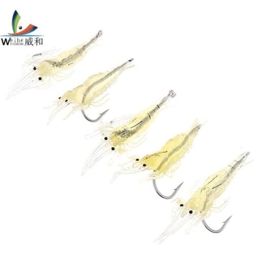 5pcs/lot Soft Shrimp Fishing Lure Crank Bait Artificial Crankbaits With Glow Hook Swivels Fishing Tackle