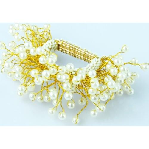 Free Shipping Pearl Beads Napkin Ring 4Pcs New Design