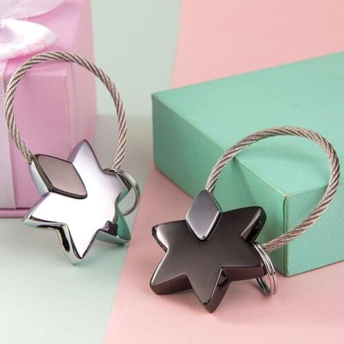 Pentagram keychain cute steel wire key chain star keychain for women high quality portachiavi chaveiro llaveros bag charm
