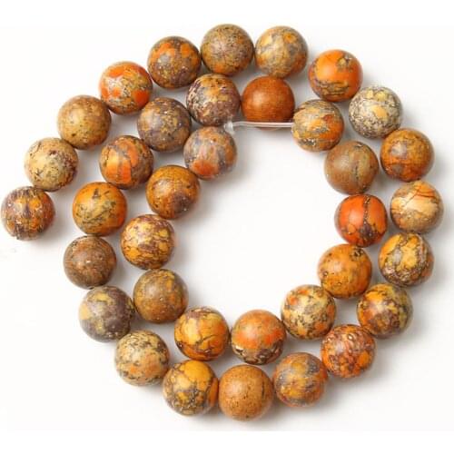 Natural Stone Orange Sea Sediment Jaspers Beads 6/8/10mm Round Loose Spacer Beads For Jewelry Making DIY Bracelet Necklace 15"