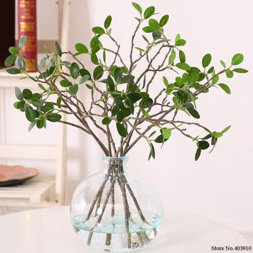 Artificial eucalyptus leaves branches plastic plants mini outdoor wedding home decoration flower arrangement floral accessories